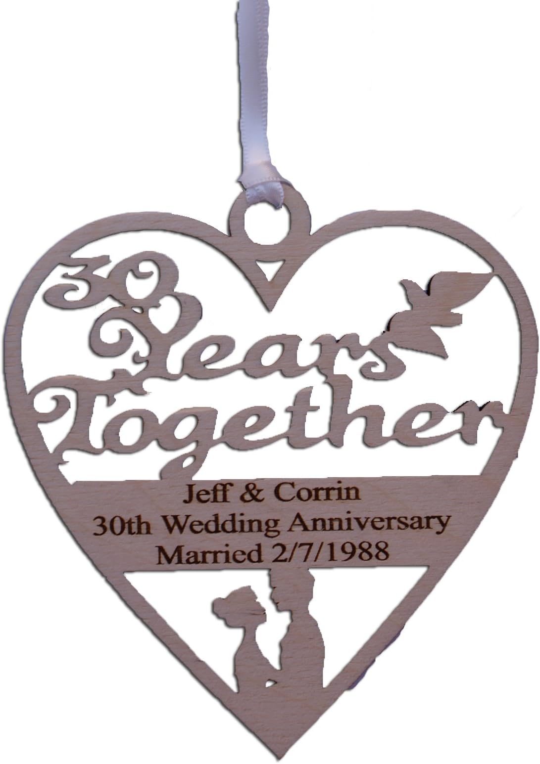 Personalised Wood Engraved 30 Years - Pearl Wedding Anniversary Plaque – Engraved with The Wording of Your Choice