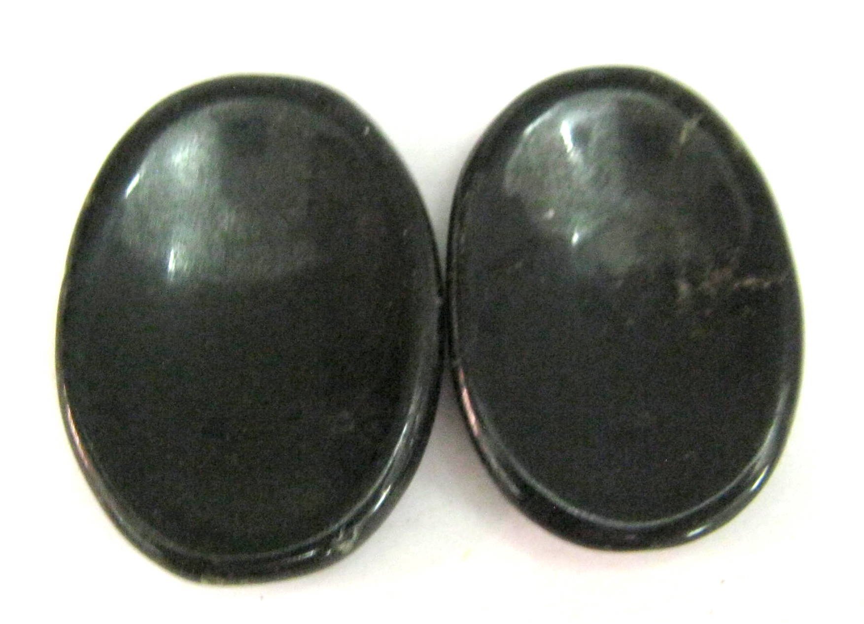 Powerful Set Of Two Black Tourmaline Worry Stones Crystal Healing Gift Thumb Stones