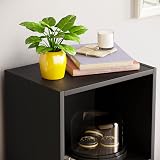Vida Designs Oxford 3 Tier Cube Bookcase Black Wood Shelves 80cmH 32cmW 24cmD view 4