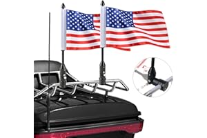 GDCREESTAR Adjustable Motorcycle Flag Pole Mount Fold Down 90° with American Flagpole Mounts Fit for 1/2" Round Luggage Rack for Harley Touring Honda Goldwing CB VTX CBR Yamaha etc.