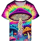 Srcnhim Novelty Tie Dye Style T-Shirts for Men Mushroom Print Shirt with Short Sleeves