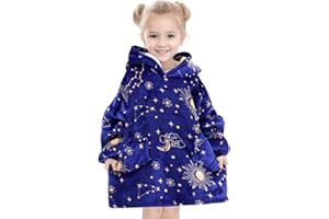 Wenlia Wearable Blanket Hoodie for Toddlers Girls Boys, Infant Sherpa Wearable Hoodie with Pocket Fits 2-6 Years