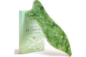 Rena Chris Natural Jade Gua Sha Facial Tools - Acupressure & Gua Sha for Face Massage, Jawline Sculpting, Puffiness Reduction, Skin Care Tool (Green)