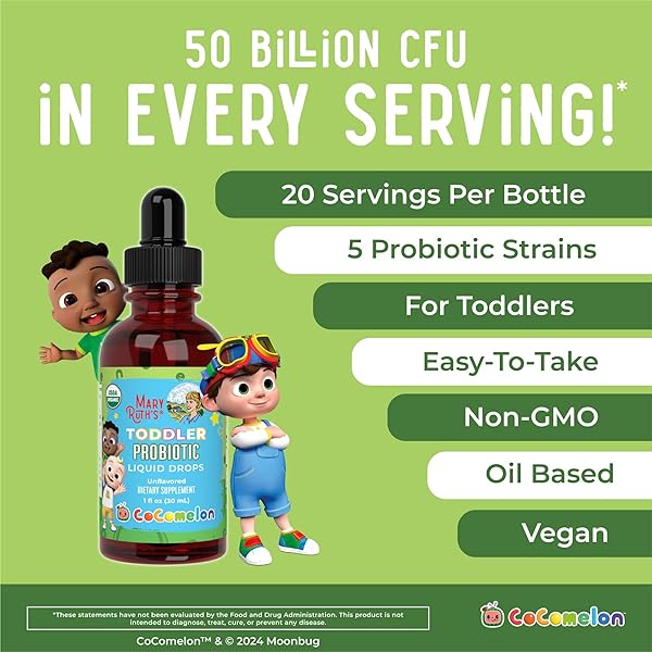 MARYRUTH’S ORGANIC TODDLER PROBIOTIC LIQUID DROPS | KIDS PROBIOTICS FOR AGES 1-3 | 5 PROBIOTIC STRAINS | 150 MILLION CFU PER SERVING | USDA ORGANIC | SUGAR FREE | VEGAN | GLUTEN FREE | 1 FL O