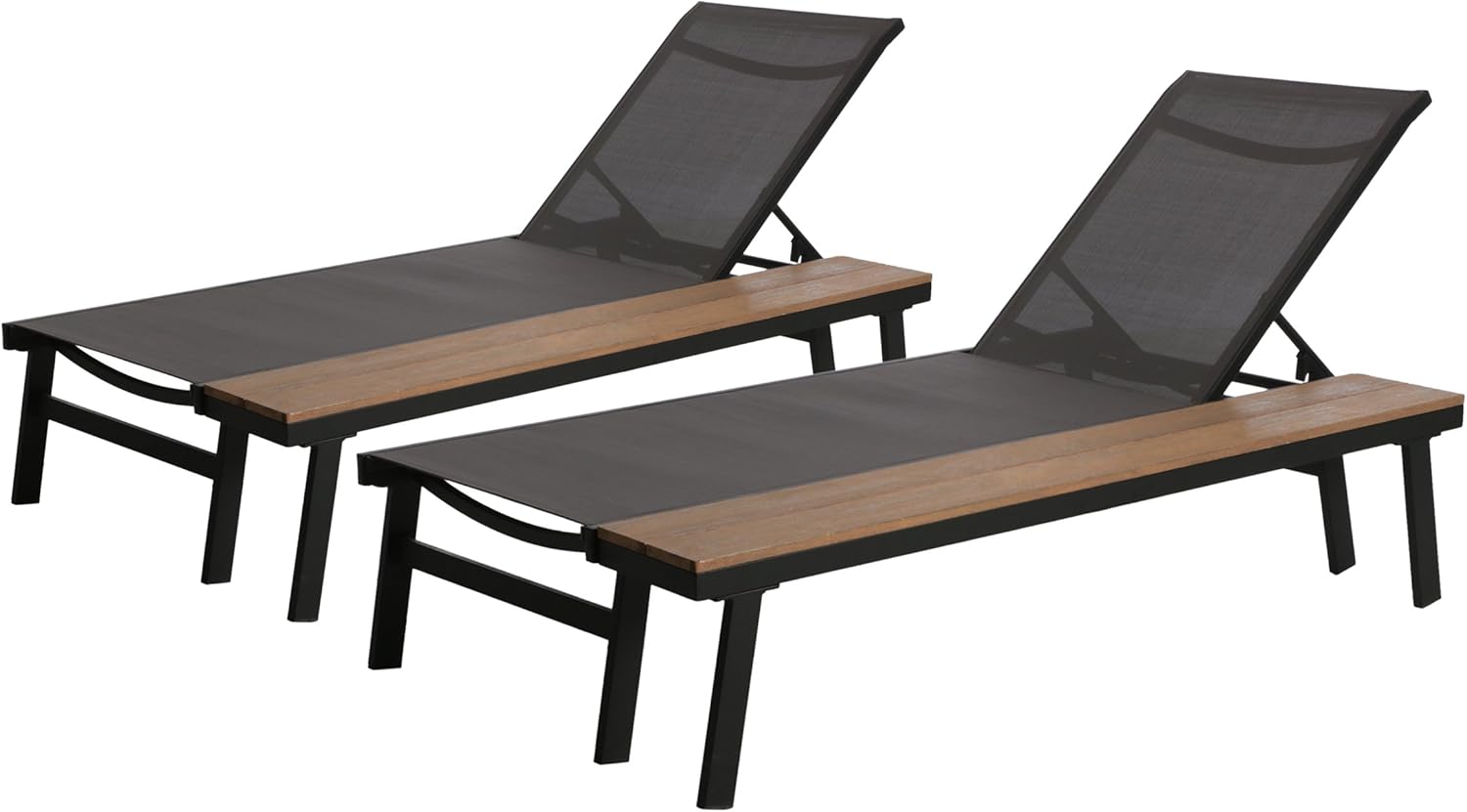 Amazon Com John Outdoor Mesh And Aluminum Chaise Lounge With Side Table Set Of 2 Gray Kitchen Dining