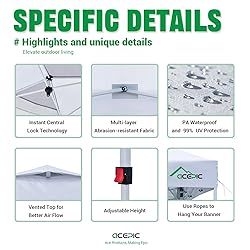 Acepic 10x10 Pop Up Canopy Tent with Sidewall,300D