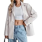 KateModa Women's Faux Leather Blazer Oversized Bomber Winter Coat Motocycle Button Down Fall Jackets with Pockets