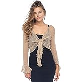 Back From Bali Womens Sheer Shrug Bolero Long Sleeves Cropped Cardigan Lite Bell Sleeves