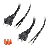 Cable Matters 2-Pack 18 AWG 10A 2 Prong Replacement Cord Lamp Wire, 8ft | NEMA 1-15P to 2, for Lamp Cord Replacement