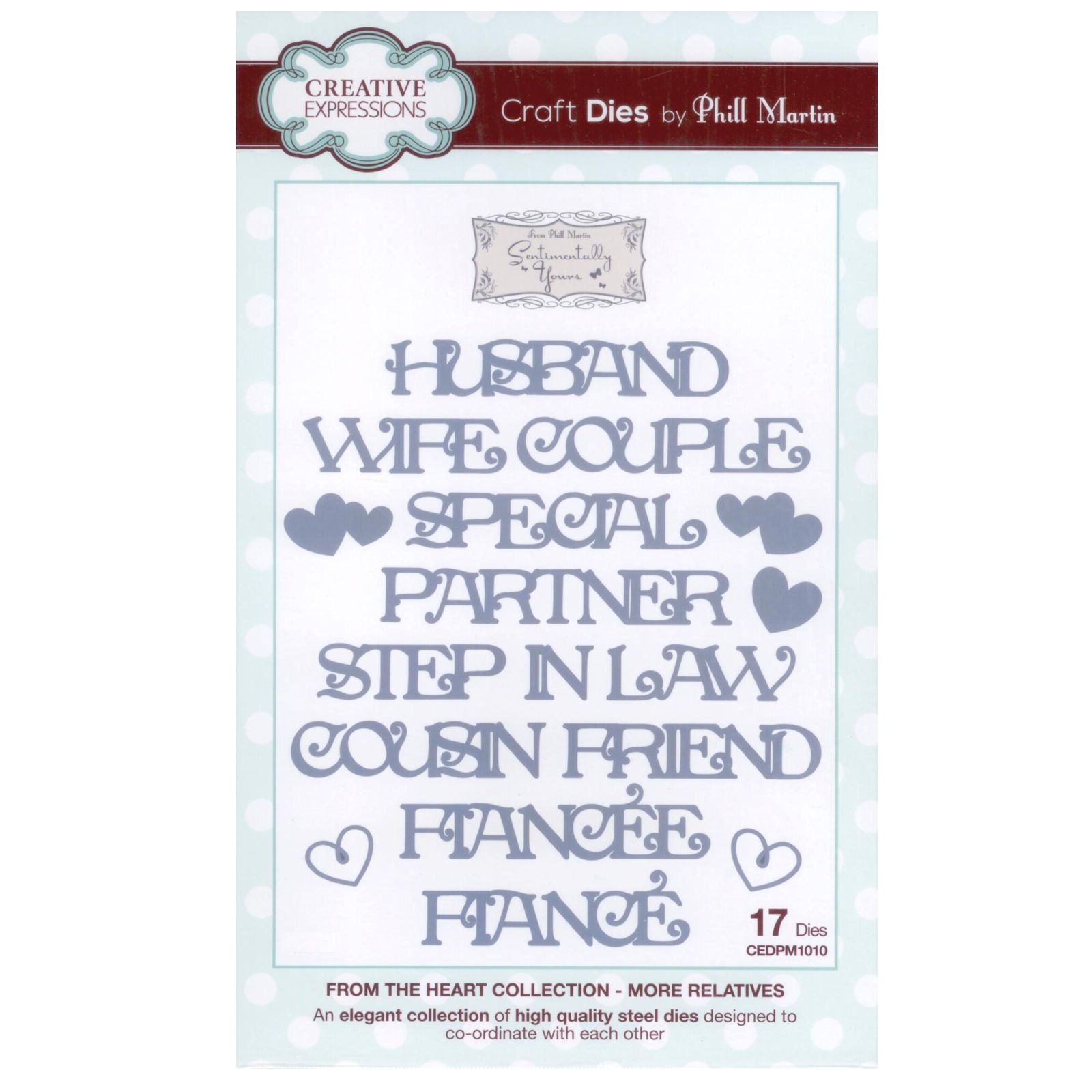 Sue Wilson from The Heart Collection More Relatives Craft Die, Metal