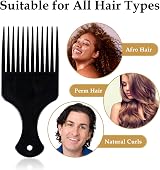 Sularpek 2 Pcs Afro Hair Comb Wide Tooth Carbon Fiber Detangler Plastic Black view 6