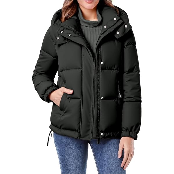 Akklian Women's Cropped Puffer Jacket No Hood Padded Down Jackets