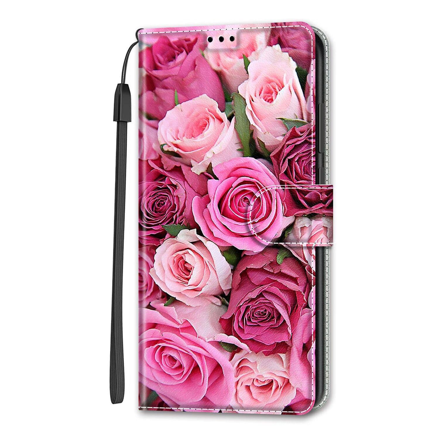 Dfjhure Motorola Moto G04/G24 Case Leather Flip Wallet Phone Case Cover Silicone Shockproof Bumper Cover Stand View Cover with Card Slots Phone Case For Motorola Moto G04/G24- Flower โ image 1