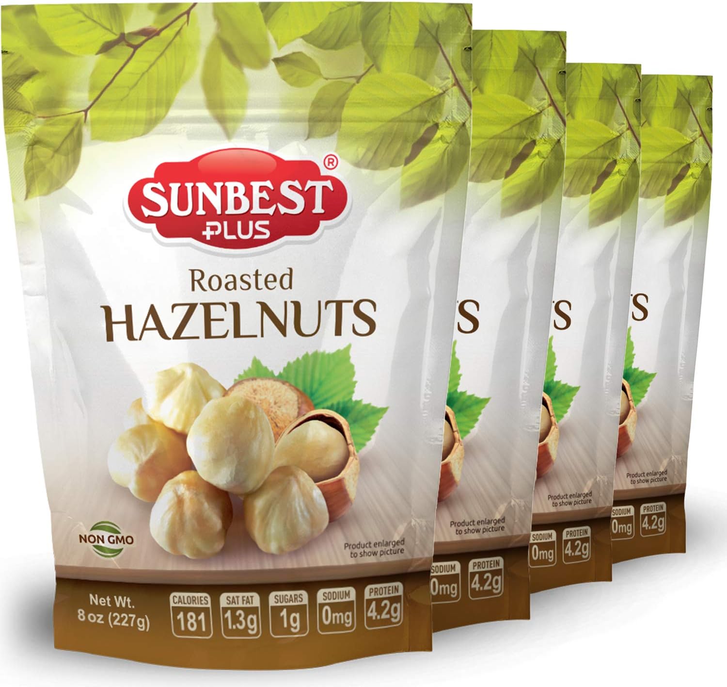 New Sunbest Plus Dry Roasted Hazelnuts No Salt (8 Ounce) Pack Of 4 |No PPO,No Preservatives,Non GMO|Certified Kosher|Gluten & Sugar Free|Vegan|Keto & Paleo Friendly