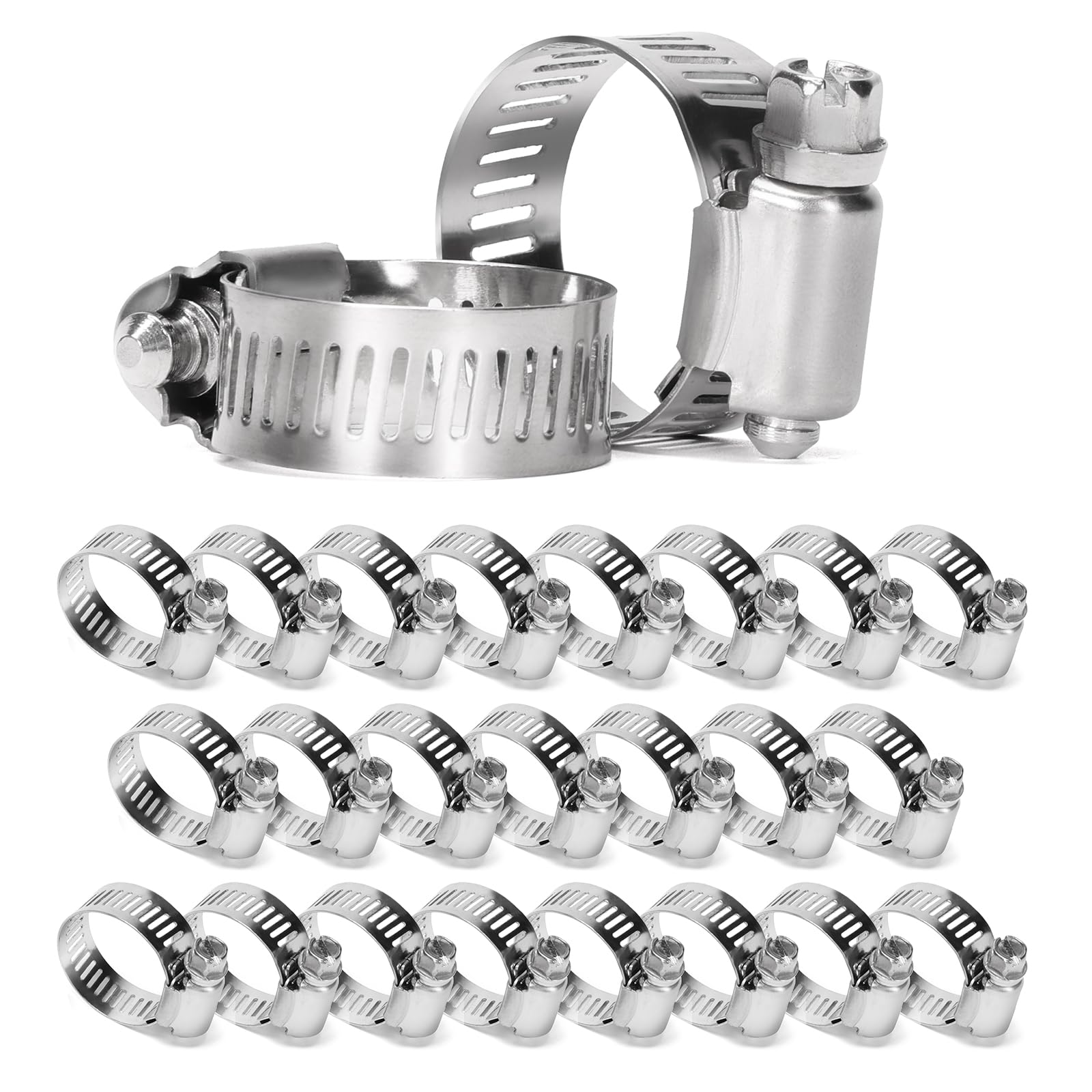 Photo 1 of iCrimp Adjustable Stainless Steel Hose Clamps, Fits 1/4" to 1-5/8", 20 Pack, Hose Clamps for Pipe, Hose, Fuel Line