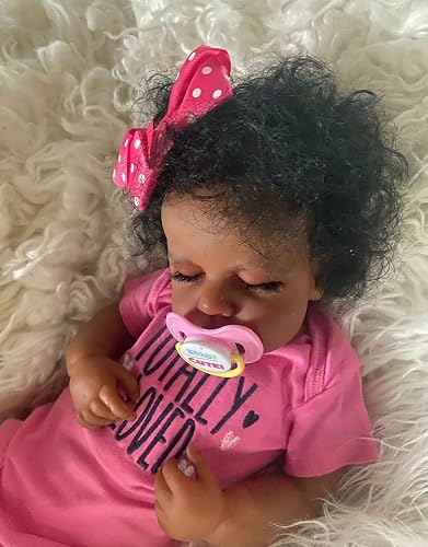 RXDOLL 19 Inch African American Reborn Baby Doll - Realistic Black Girl Newborn - Lifelike Doll With Cloth Body