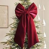 Christmas Decorations - Christmas Bows - 36x18 Inches Large Red Velvet Christmas Tree Topper - Burgundy Ribbon Gift Bows - Xm