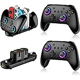 JORREP Switch 2 Controller 2 Pack with Charging Dock, Switch 2 Pro Controller for Nintendo Switch 2/Switch/Lite/OLED/PC, Switch Controller with RGB/Wake up/Gyro Axis/Dual Vibration/Turbo/Screenshot