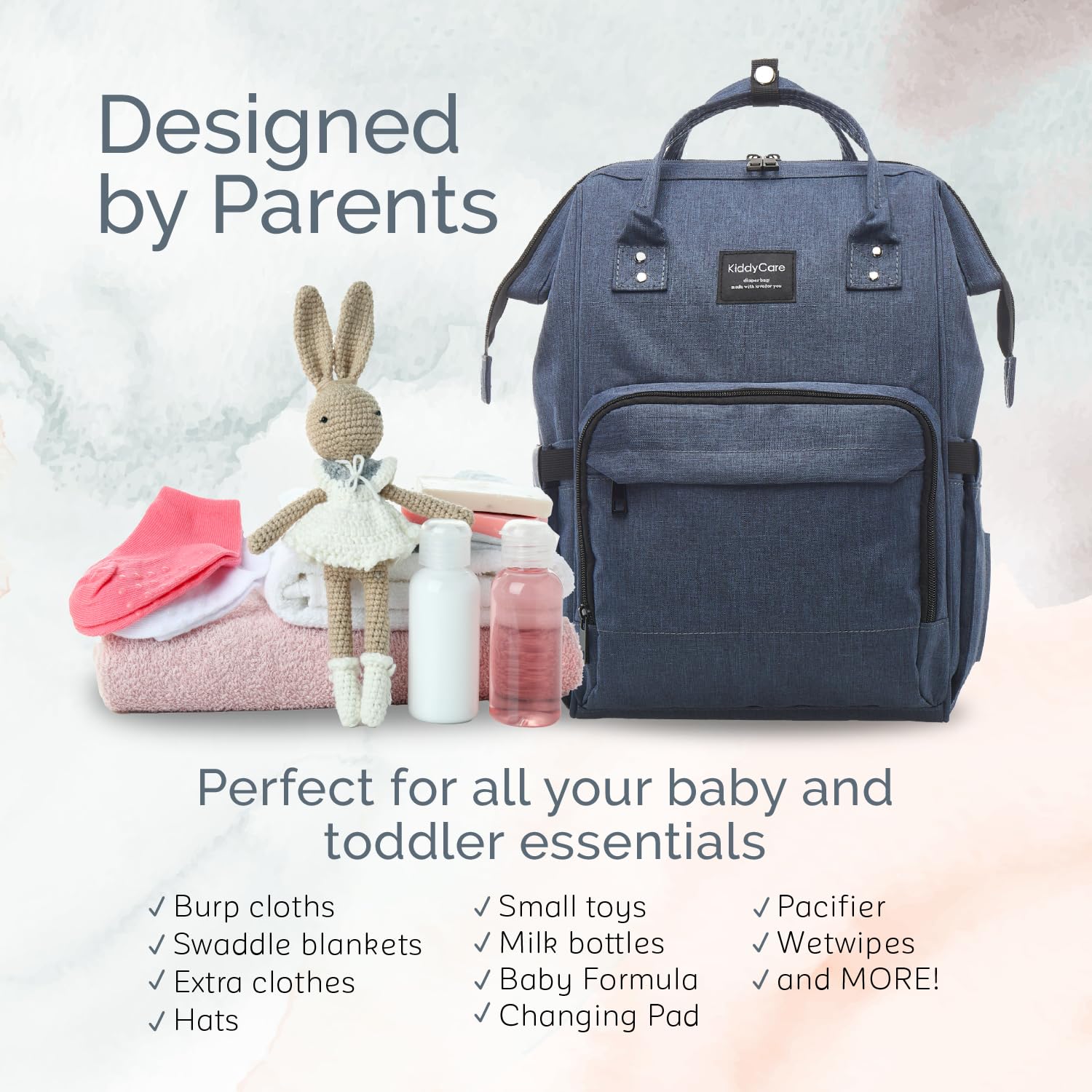 Kiddycare Diaper Backpack for Mom | Travel Backpack Featuring Baby Diaper Bags with Changing Station for Several Use, Waterproof Tote Bag Perfect for Maternity Baby Bags Stylish | Pink