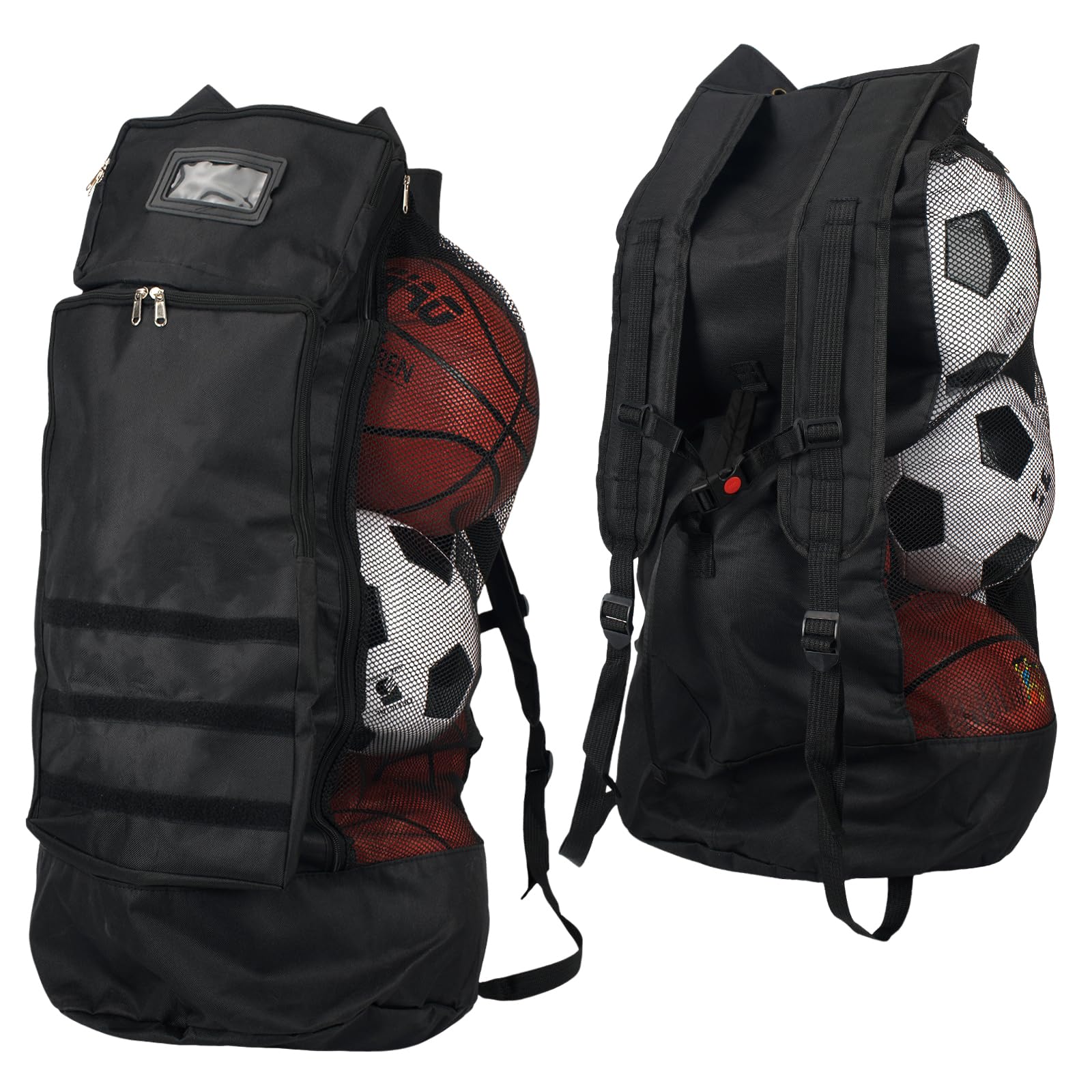Photo 1 of Large Soccer Ball Bags for Coaches, Heavy Mesh Equipment Ball Bag with Adjustable Shoulder Strap, 2 Size Front Pockets for Sporting Accessories, Best for Basketball, Soccer & Volleyball Training