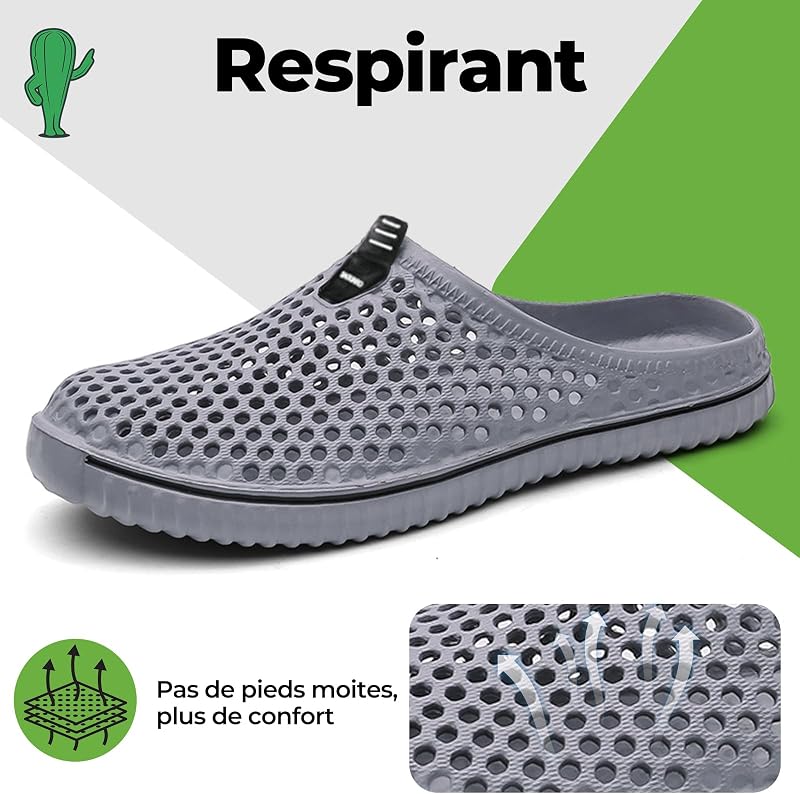 Sabots et Mules Unisexe Chausson de Jardin Gris 41 EU