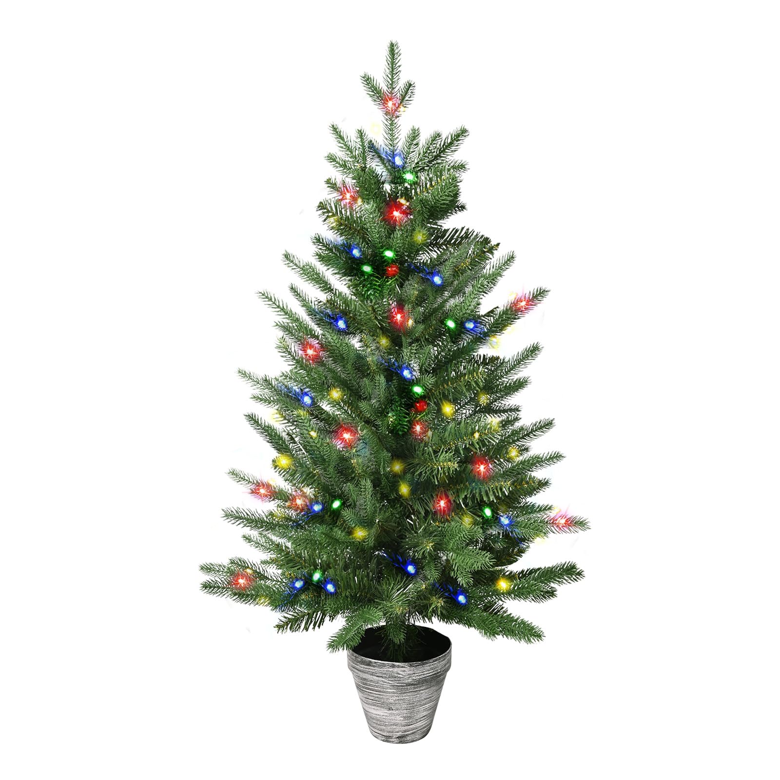 Photo 1 of Artificial Christmas Cedar Tree for Outdoor Front Porch Decor, Real Touch Topiary, Realistic Potted Fake Faux Tree Plants for Indoor Garden Holiday Winter Decoration (3FT Green(1 Pack))