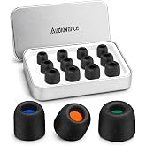 Audiovance 6-Pair Memory Foam IEM Ear Tips for in-Ear Monitor Headphones | Replacement Eartips for KZ, Moondrop, FiiO, Sennheiser and More, Noise Isolating, Comfortable, Secure Fit (S/M/L, Black)