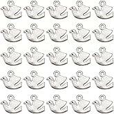 SUNNYCLUE 1 Box 100Pcs Peace Dove Charms Dove Charm Bulk Bird Pigeon Alloy Dove Silver Hollow Mini Animal Open Back Frame Doves Charms for Jewelry Making Charms DIY Craft Earrings Bracelets Supplies