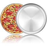 Deedro Pizza Baking Pan 12 Inch Stainless Steel Round Tray - Oven Sheet, Crisper, Healthy Cooking Pan for Pizza, 2 Pack