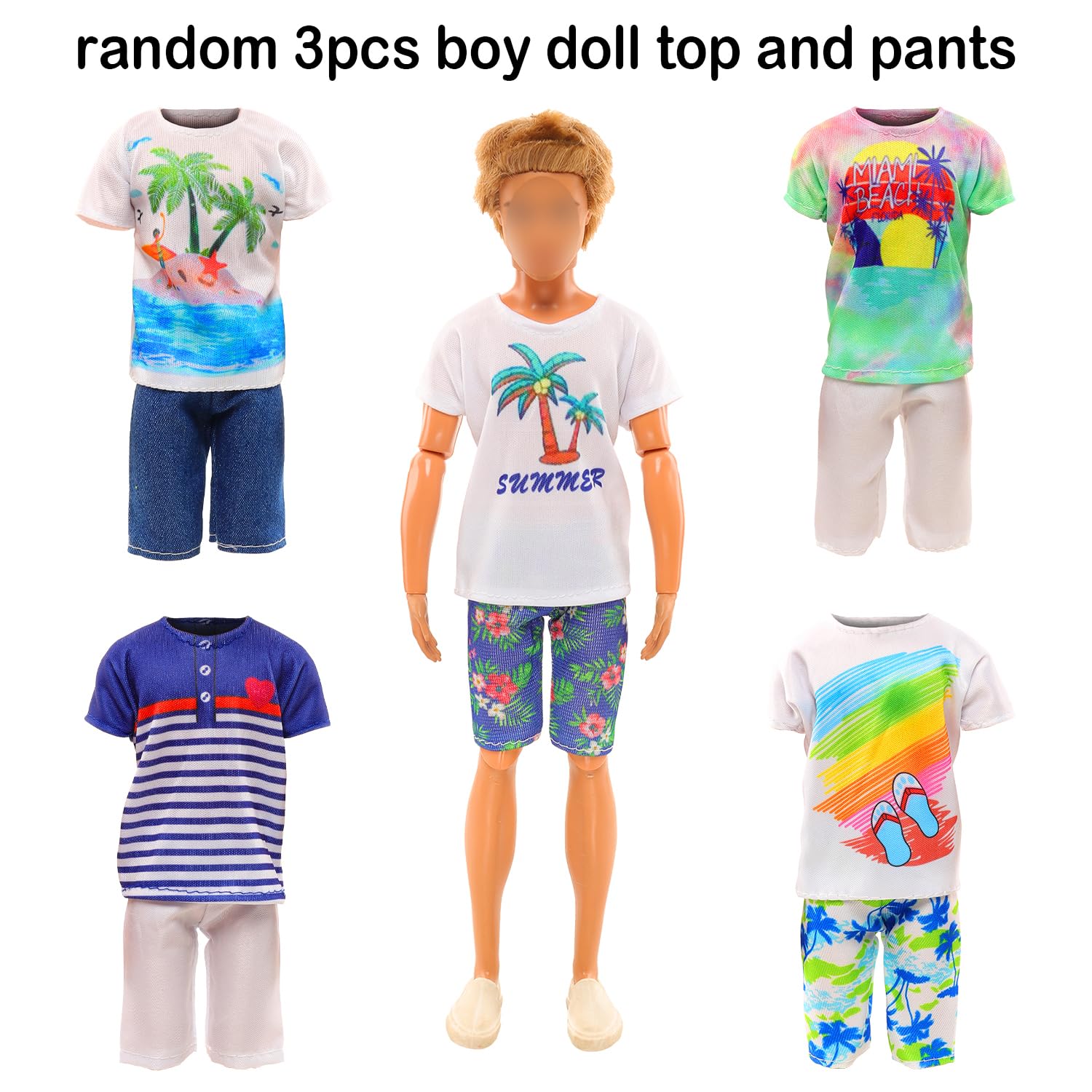 Miunana Handmade Doll Clothes and Accessories - 12 Pcs Set for 11.5 Inch Dolls - Swim Clothes, Trunks, Suits, Skateboard, Lifebuoys