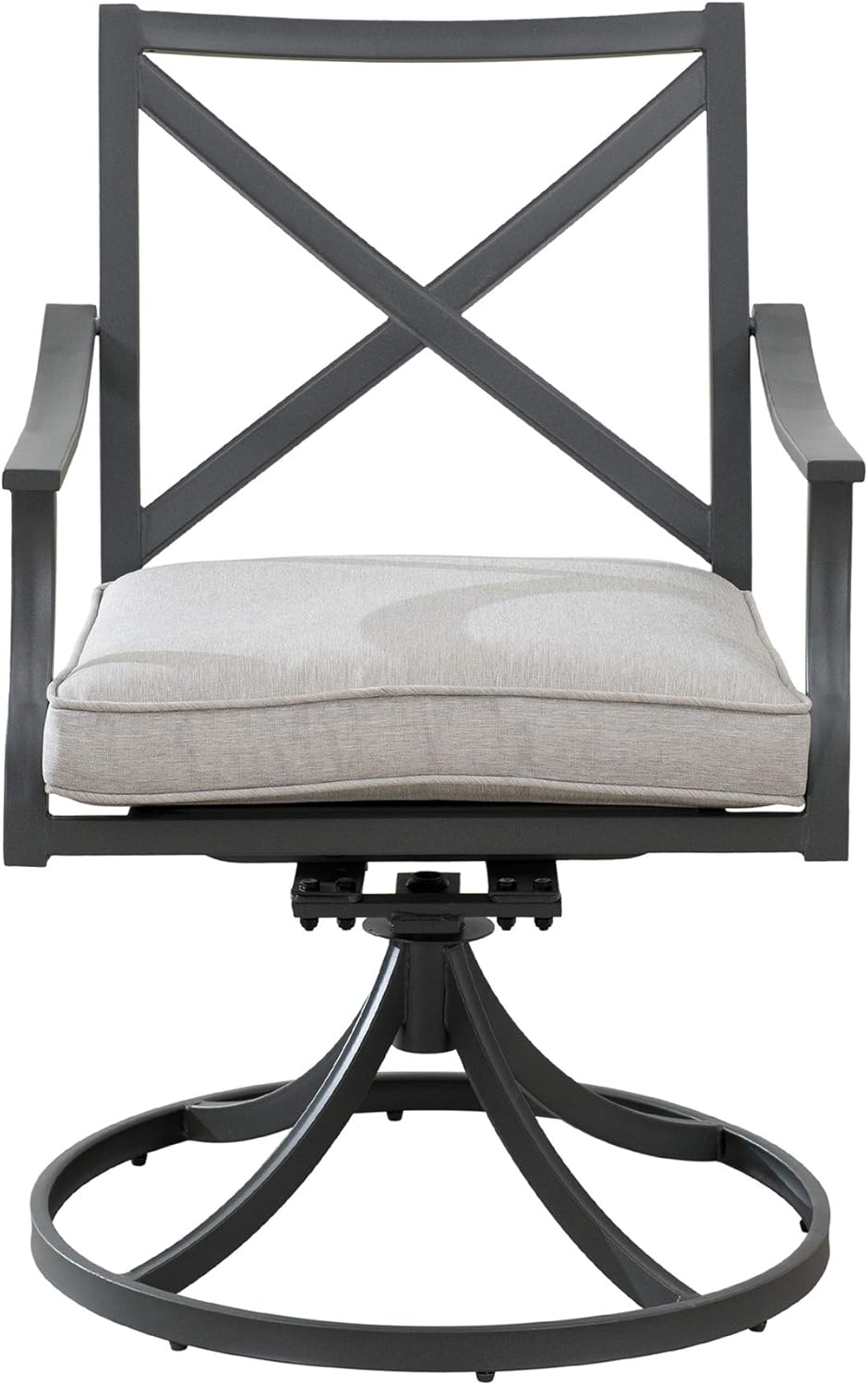  Brand - Ravenna Home Archer Steel-Framed Outdoor Patio Swivel Dining Chairs, Set of 2, 35"H, Gray : Garden & Outdoor