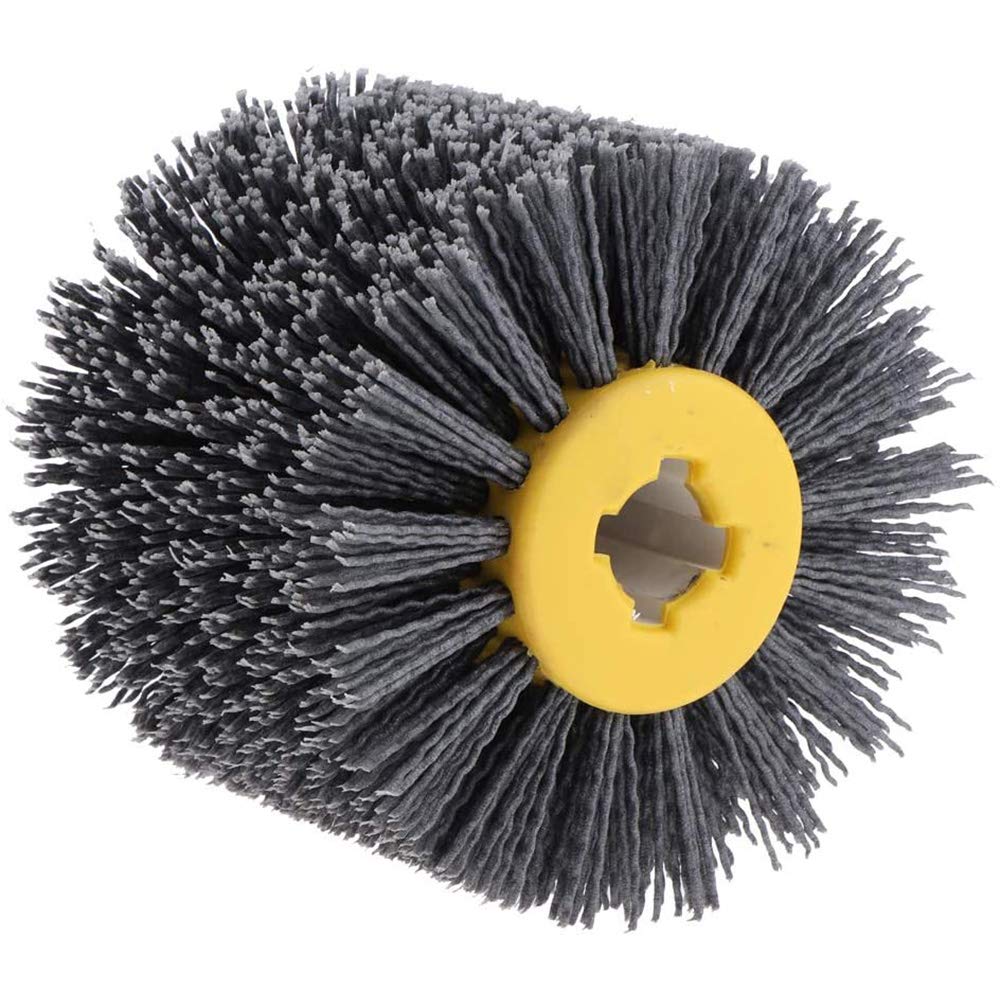 POFET 120 x 100mm Abrasive Wire Drawing Wheel Burnishing Brush for Wood Furniture Polishing - as described, 120 Grit