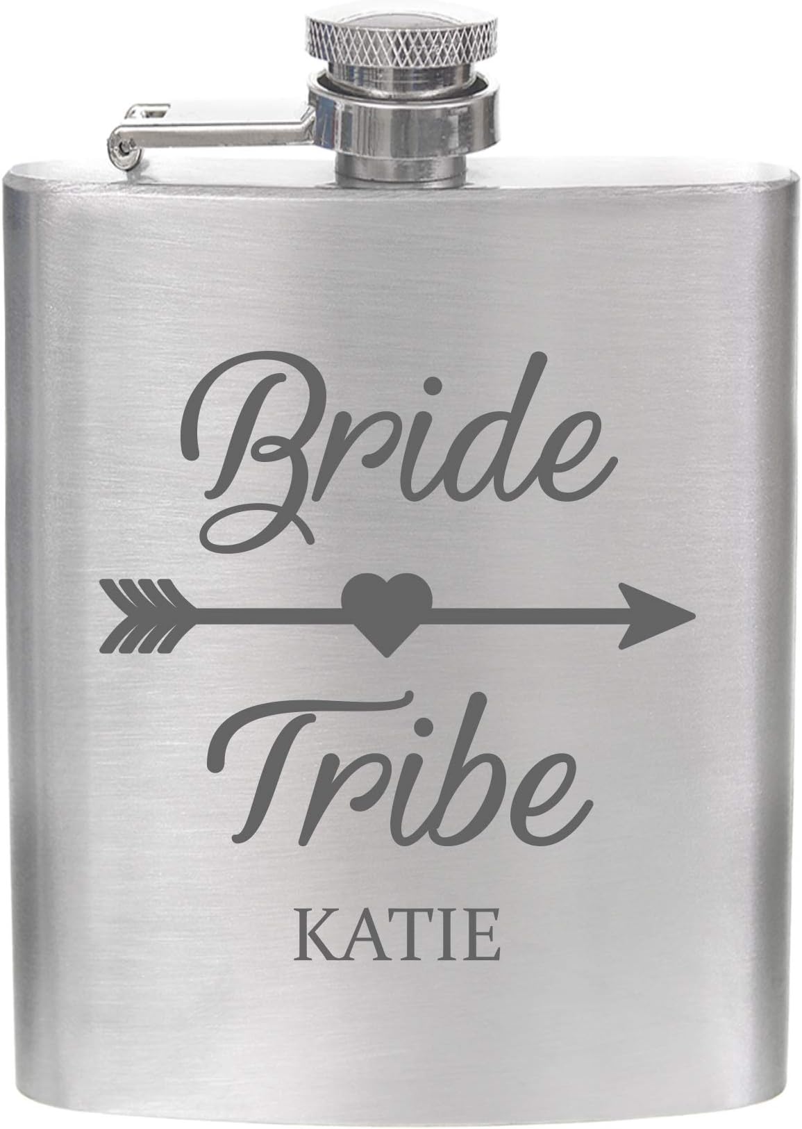 Personalised Engraved Hen Party Hip Flasks Stainless Steel 6, 7, 8, 10oz & 8oz Sets (Bride Tribe, 8oz Silver)