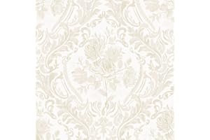 Ismoon Floral Peel and Stick Wallpaper Vintage Beige Contact Paper Boho Watercolor Damask Wall Paper Textured Removable Self 