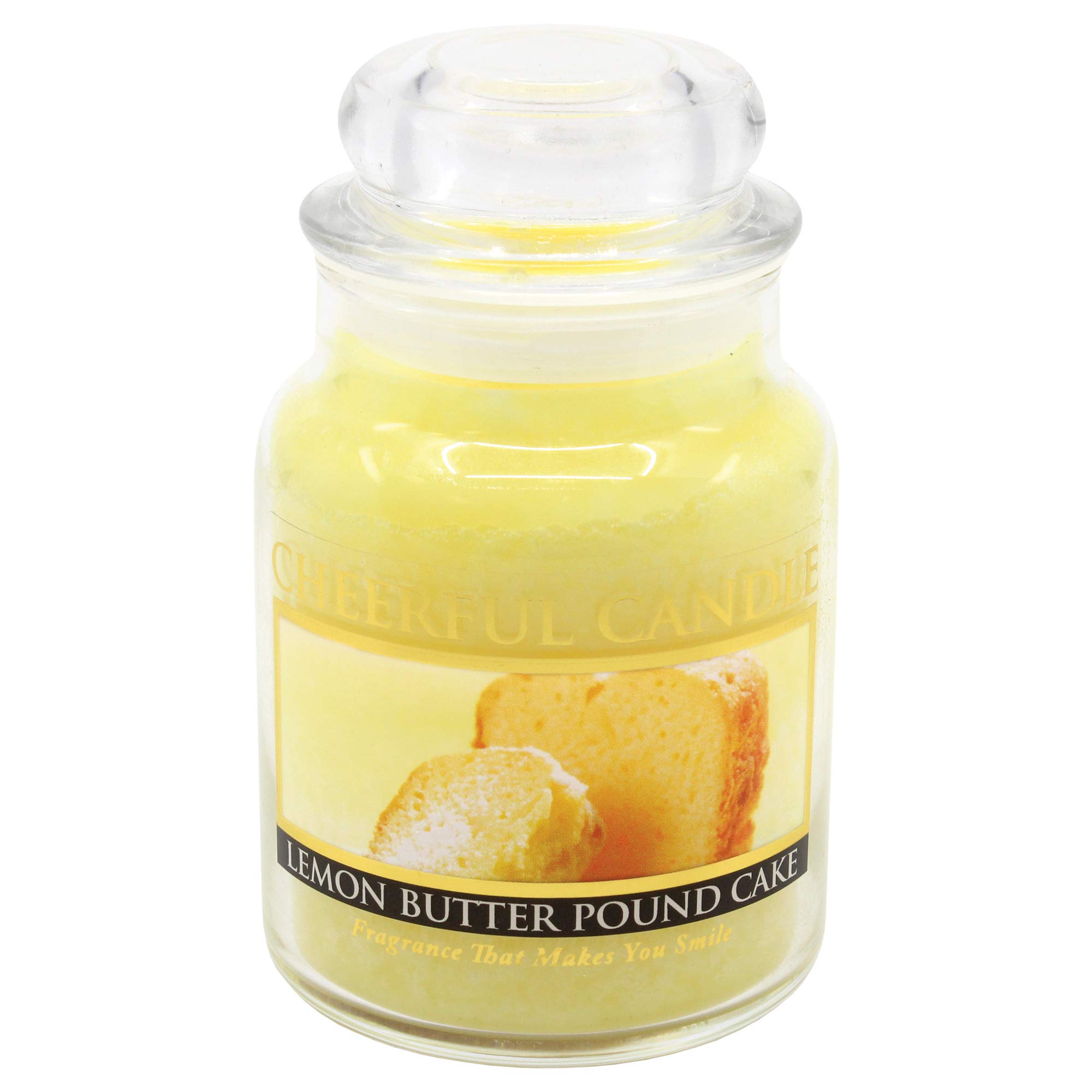 A Cheerful Giver - Lemon Butter Pound Cake Scented Glass Jar Candle (6 oz) with Lid & True to Life Fragrance Made in USA