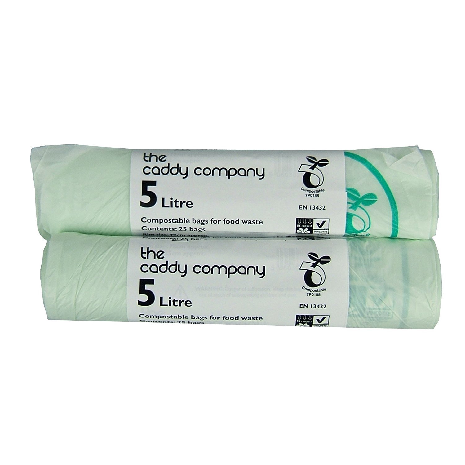 The Caddy Company Compostable Bin Liners Green 5 Litre, 50 Bags