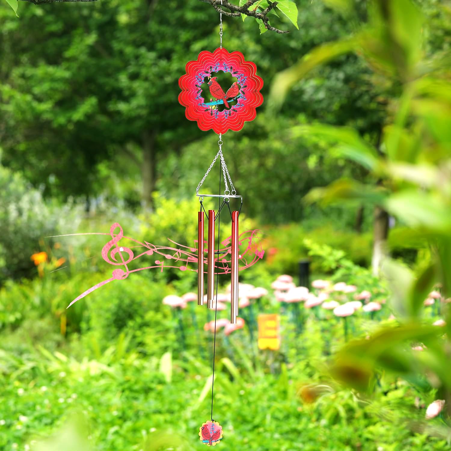 Cardinal Wind Chimes for Outside with Wind Spinners, Outdoor Hanging Decor for Garden Patio Backyard Porch, Unique Windchimes Gifts for Women Moms Friends Teachers Retirement,Fruit Cardinal