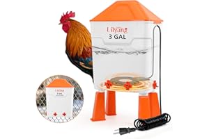 Lilyang Heated Chicken Waterer 3 Gallon, Efficient and ​​Reliable Chicken Water Heater with Thermostat Control, Freeze-Proof 
