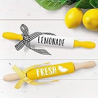 Lemon Mini Rolling Pins Wooden Tiered Tray Decorative Favors Rustic Farmhouse Yellow Fresh Lemonade Rae Dunn Home Décor…