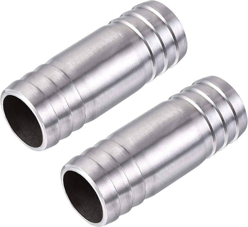 sourcing map 304 Stainless Steel Barb Hose Fitting Straight Coupler Tubing