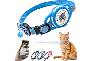 HIIFARDZ Reflective Airtag Cat Collar, Lightweight Breakaway with Hidden GPS Tracker & QR ID Tag, Safety & Peace of Mind for Cats & Kittens (Blue)
