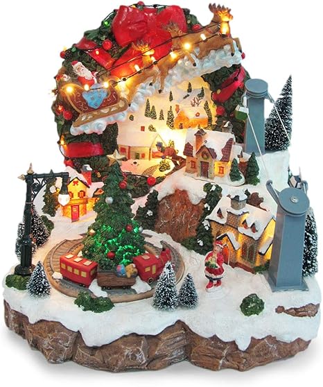 Immagini Natale Movimento.Villaggio Natalizio Con Treno E Funivia In Movimento Luci Musica 30 X 29 X 26 5 Cm Amazon It Casa E Cucina