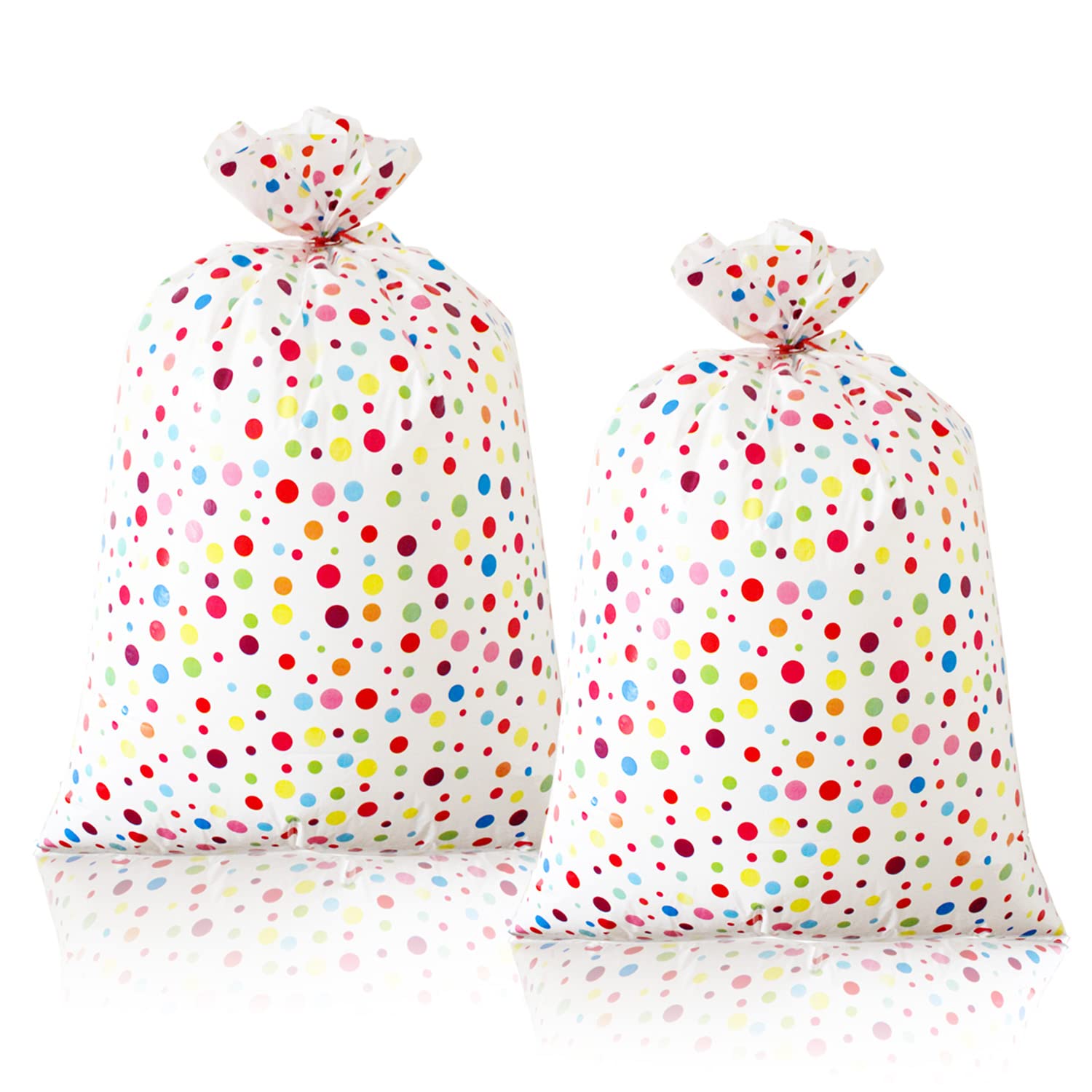 36x56 Inch Large Plastic Gift Bags - 2 Pieces Extra Large Dot Present Bags with Red Cord for Baby Shower Birthday Wedding Christmas Engagement Party