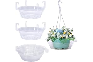 Adnee 12 Pcs 12 Inch Hanging Plant Water Catcher-Clear Plastics Plant Water Catcher Tray-Hanging Plant Saucers Drip Pans for 