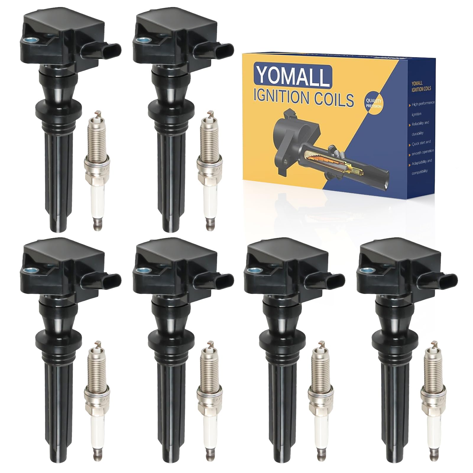Photo 1 of YOMALL UF730 6PCS Ignition Coils + 6PCS Iridium Spark Plugs Ignition Coils Pack Fits for 2017-2020 Discovery, 2014-2016 LR4 3.0L, Coil Pack Set Replace OE 93476