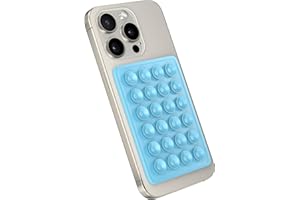 StickyGrippy Suction Phone Case Mount, Sillicon Adhesive Phone Accessory for iPhone and Android, Hands-Free Fidget Toy Mirror Shower Phone Holder, Tiktok Videos and Selfies (Pearl Blue)