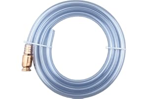 Darnassus Siphon Hose Pump, Manual Hand Fuel Transfer Pump for Gasoline Gas Oil Fuel Petrol Diesel Fluid Water, 1/2" Valve Virgin Grade Tubing Safe with Brass Connector (1/2" Blue 6 FT)