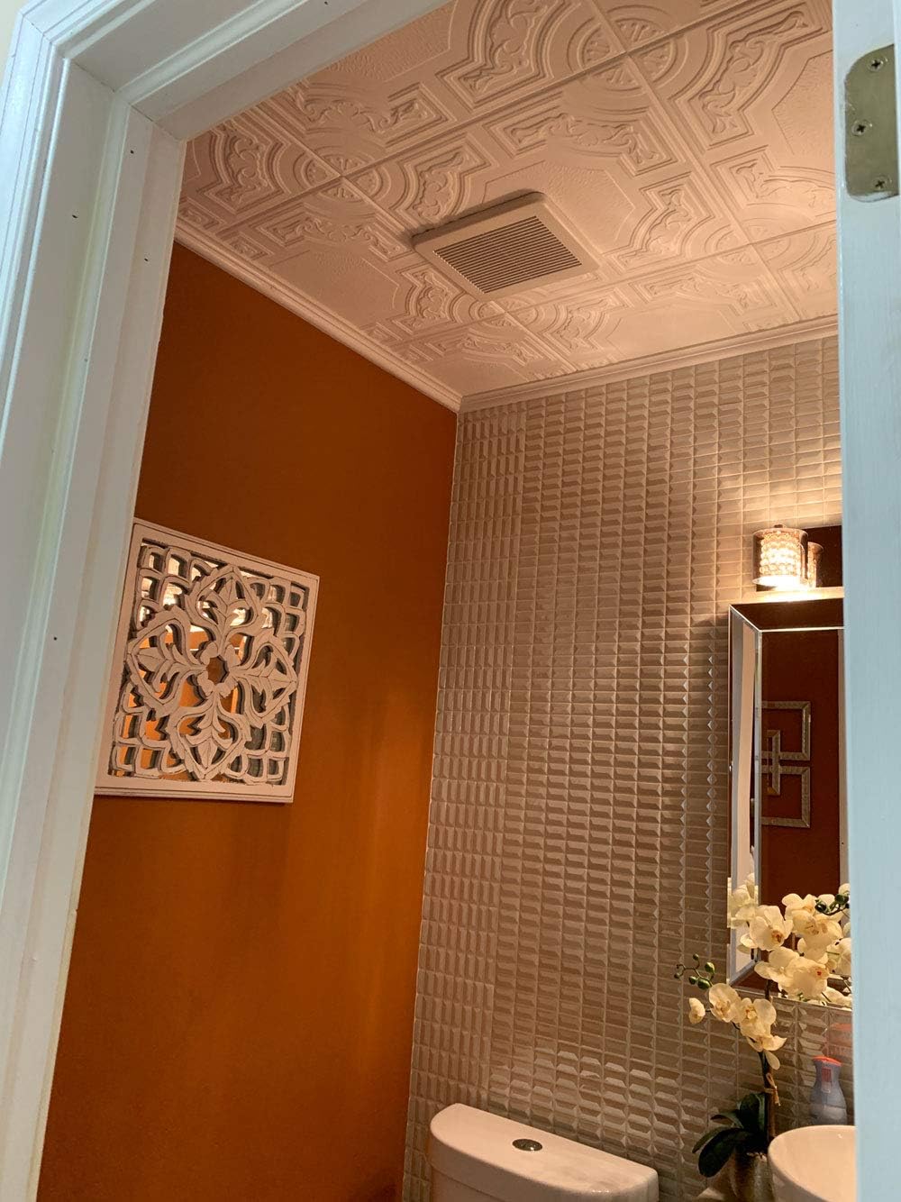 Package Of 8 Tiles Plain White Styrofoam Ceiling Tile A La Maison