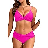 Aqua Eve Women Bikini Set - Two Piece Swimsuit Mid Rise Bathing Suit Push Up Bikini