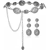 choice of all Western Concho Belt Earrings Set for Women Cowgirl Waist Links Belt for Dresses Jeans Country Concert Outfit